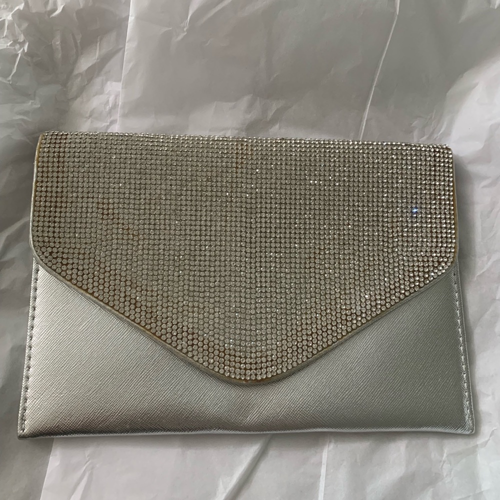 Silver Crystal Envelope Clutch – Women's Evening Bag